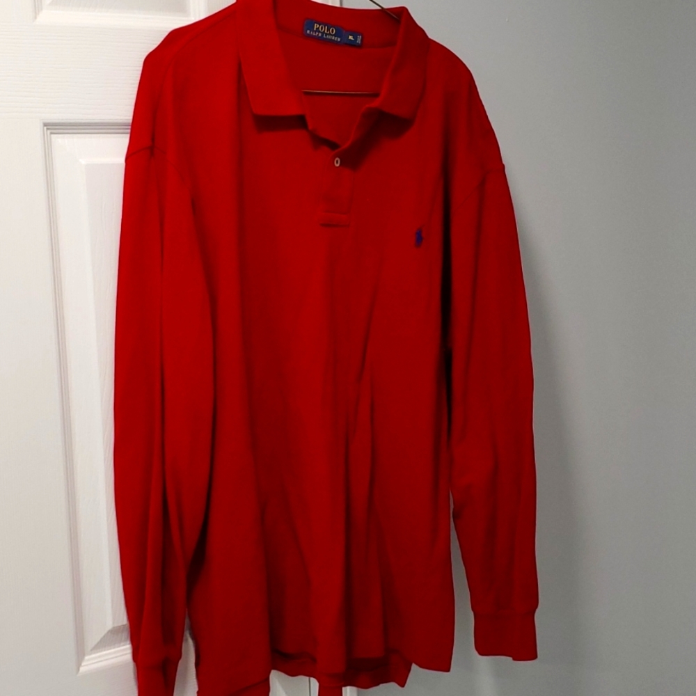 ❤Men's red long sleeve❤ polo size  xl